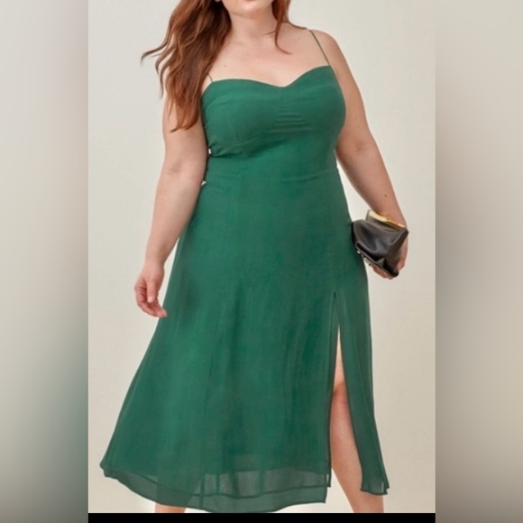 Reformation Juliette midi dress in emerald green color Size 16 NWT - Picture 1 of 11